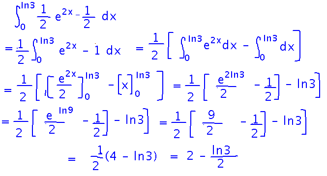 Evaluate e to the 2 times x times y all over 2 between y equals 0 and 1, then integrate with respect to x