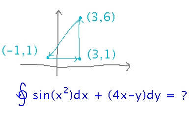 Triangle and line integral around it