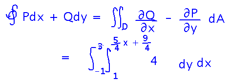 Integrate derivative of Q with respect to x minus derivative of P with respect to y