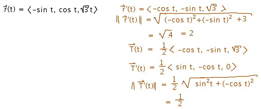 Vector formula and its derivative, unit normal and magnitudes