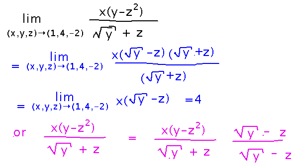 Factoring numerator, or multiplying denominator and numerator by conjugate, simplifies limit