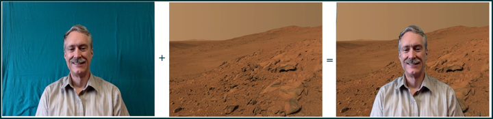 Person against blue-green screen + Mars = person on Mars