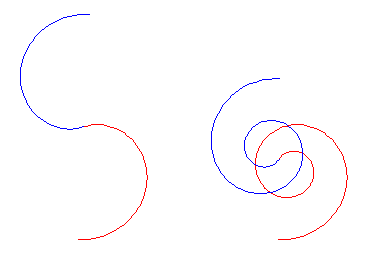 [Red and Blue Spirals Joined End-to-End]
