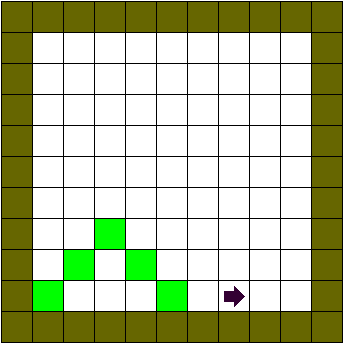 [A Green Pyramid in 3 Rows of Tiles]