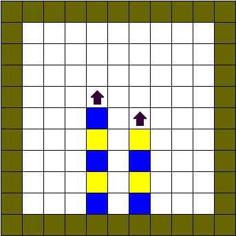[Alternating Blue and Yellow Tiles]