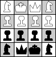 [4 Pawns, 2 Knights, 1 King, 1 Queen per Side on 4-X-4 Board]